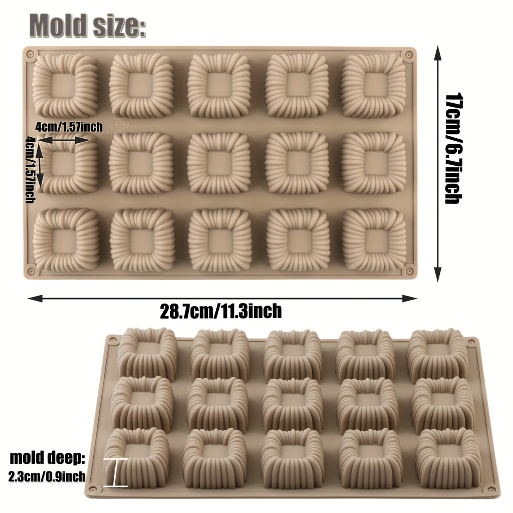 1pack Silicone Mousse Square Mold, Thick Mousse Dessert Silicone Mold, Non Stick Design Can Be Used to Make Baking, Cakes, Candies, Droppings, Puddings, Mousse