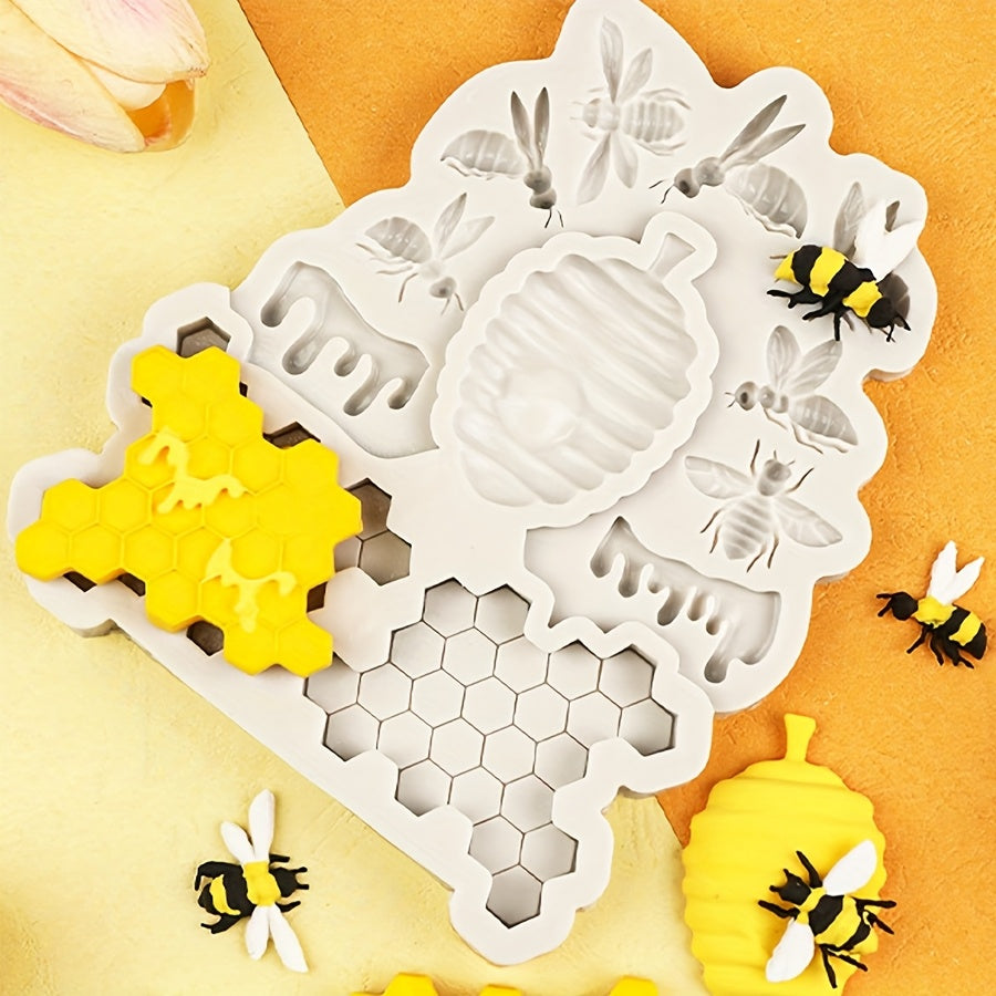 1pc Silicone Bee & Honeycomb Mold - Non-Stick, Food Grade for DIY Chocolates