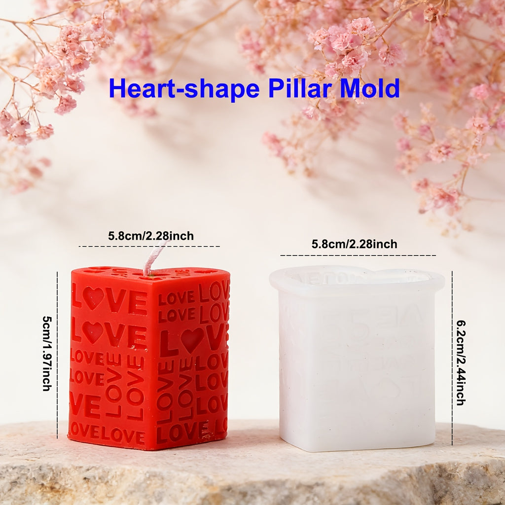 Love Pillar Candle Mold | Embossed LOVE Letters Cylinder & Cube Mold, Silicone Material, Irregular Shape, Ideal for Wedding, Handmade Soap