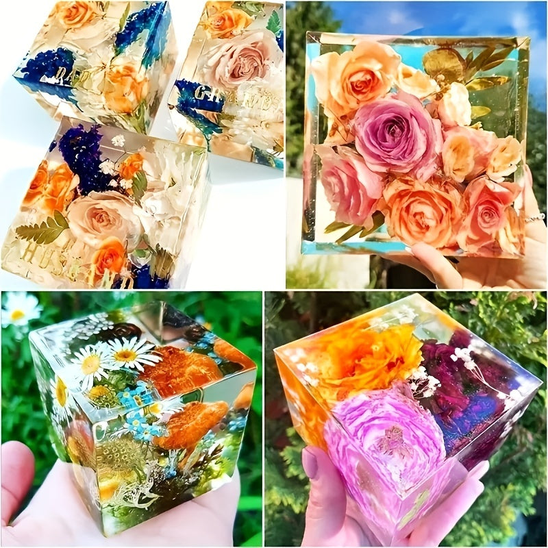 5pcs Square Resin Mold Silicone Epoxy Resin Pouring Mold DIY Box Resin Silicone Set Mold Transparent Cube Silicone Mold For Resin Casting