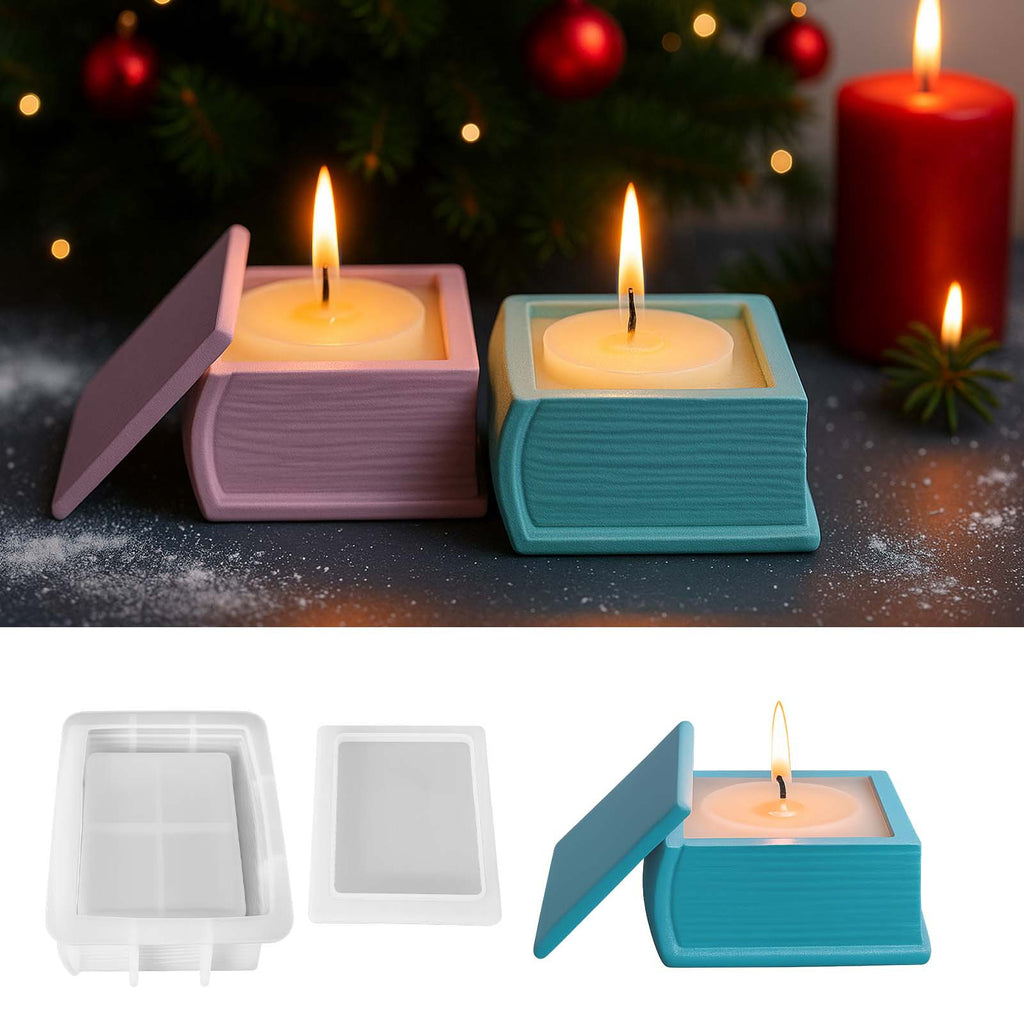 Silicone Mold for a Book-Shaped Candle Holder - an Ornament for Aromatherapy Candles