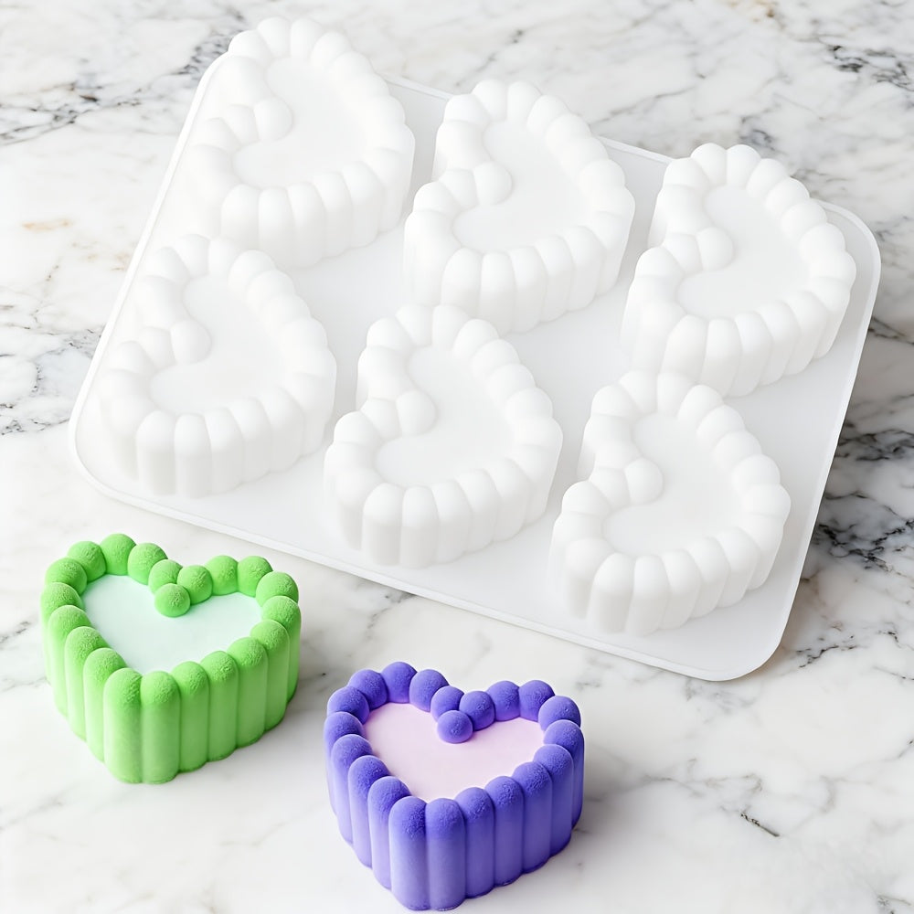 1pc Valentine's Day Heart-Shaped French-Style Mousse Cake Mold, Silicone Cake Mold for DIY Chocolate Desserts