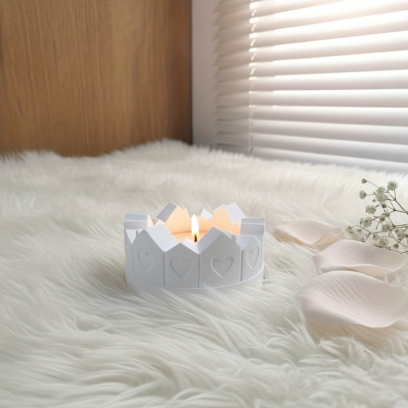 Silicone Mold Heart-shaped House Candlestick | Suitable for Tea Lamps and Candles Under 1.57inch, Gypsum Resin, Home Desktop Atmosphere Decoration