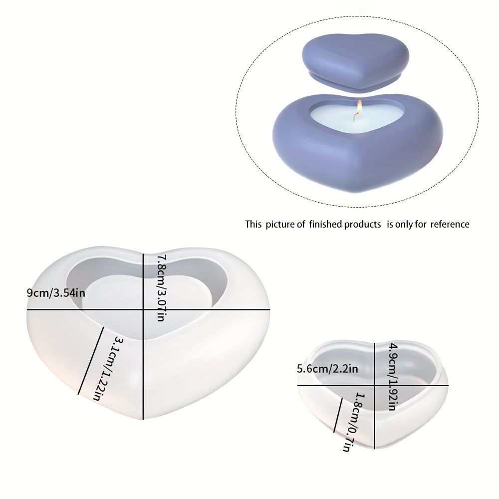 Heart-Shaped Silicone Candle Jar Mold with Lid - DIY Resin Casting Mold for Storage Boxes and Candle Holders
