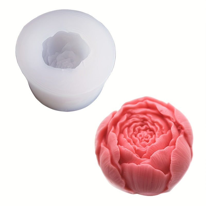 1pc Silicone Rose Mold for DIY Crafts, Round Storage Box, Cosmetic Jewelry Box, Gypsum Ornaments, Durable Silicone Material