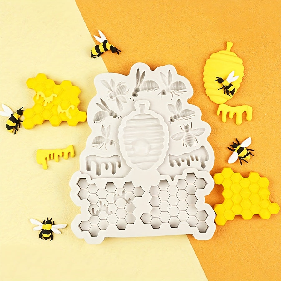 1pc Silicone Bee & Honeycomb Mold - Non-Stick, Food Grade for DIY Chocolates