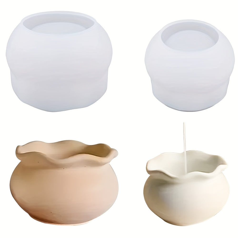 Fishbowl Shaped Candle Jar Silicone Mold, Silicone Candle Holder Mold for Plaster Concrete Cement Resin Casting