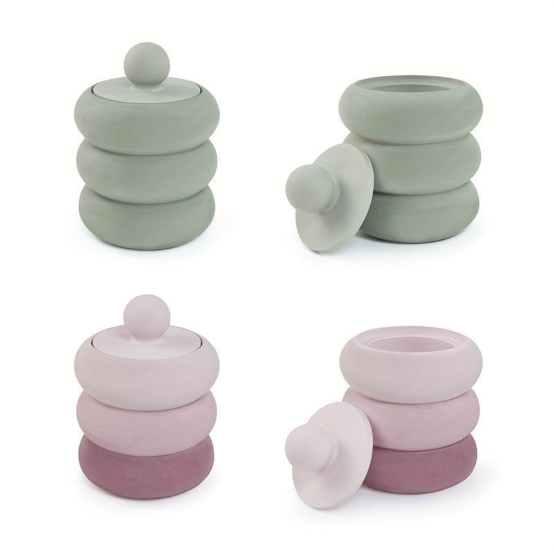 Candle Jar Molds with Lid, Silicone Storage Box Mould for Plaster Concrete Resin Casting, Silicone Candle Holder Mold for DIY Art Crafts