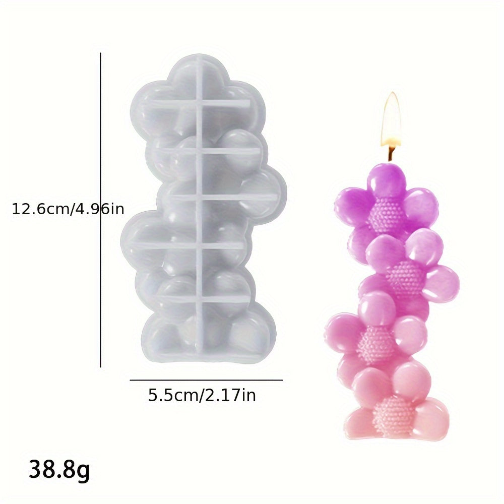 Heart-Shaped Silicone Candle Mold with Floral Accents