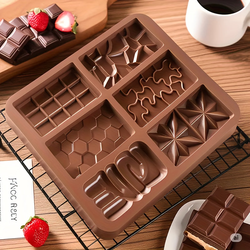 1pc 6-in-1 Silicone Chocolate Mold with Intricate Designs - Grade, Heat-Resistant, Foldable & Easy to Clean, Perfect for Baking, Cakes, Cookies, Jellies, And More - Ideal For Christmas, Thanksgiving, Easter, Birthday Celebrations, Cake Decorating