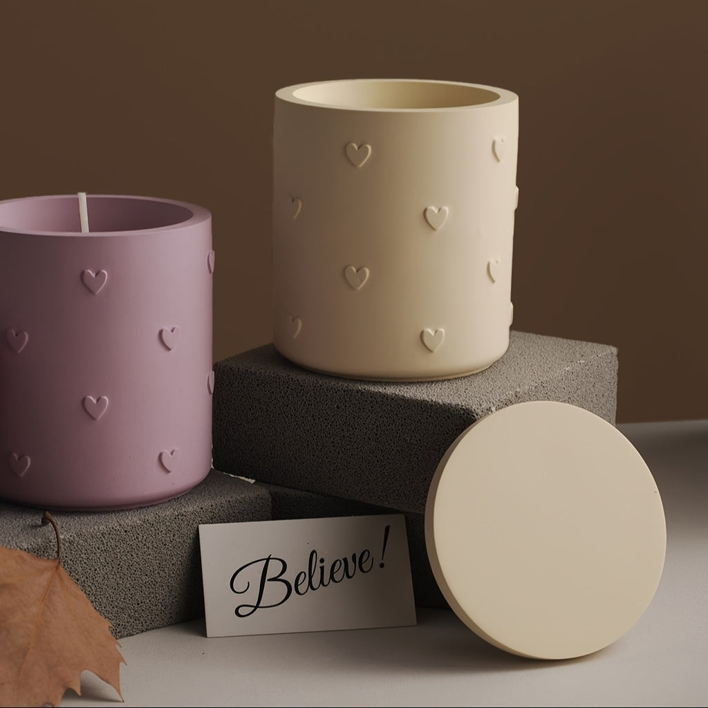 Love Heart Embossed Cup Silicone Molds DIY Flowerpot Candle Vessel Gypsum Plaster Cement Mould Jar Craft Pouring UV Resin Mold