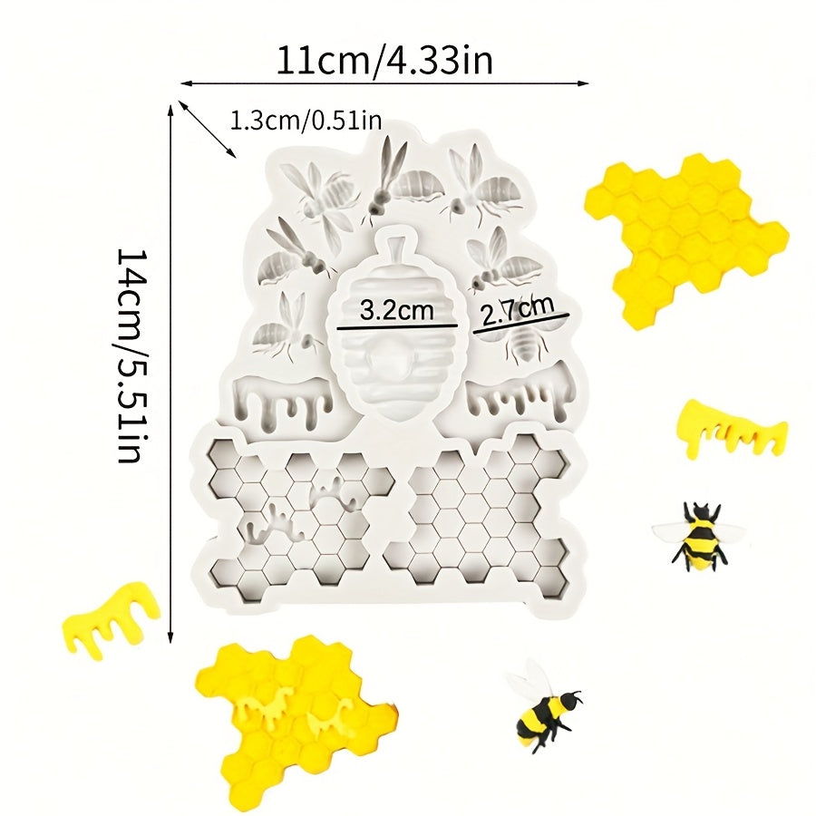 1pc Silicone Bee & Honeycomb Mold - Non-Stick, Food Grade for DIY Chocolates