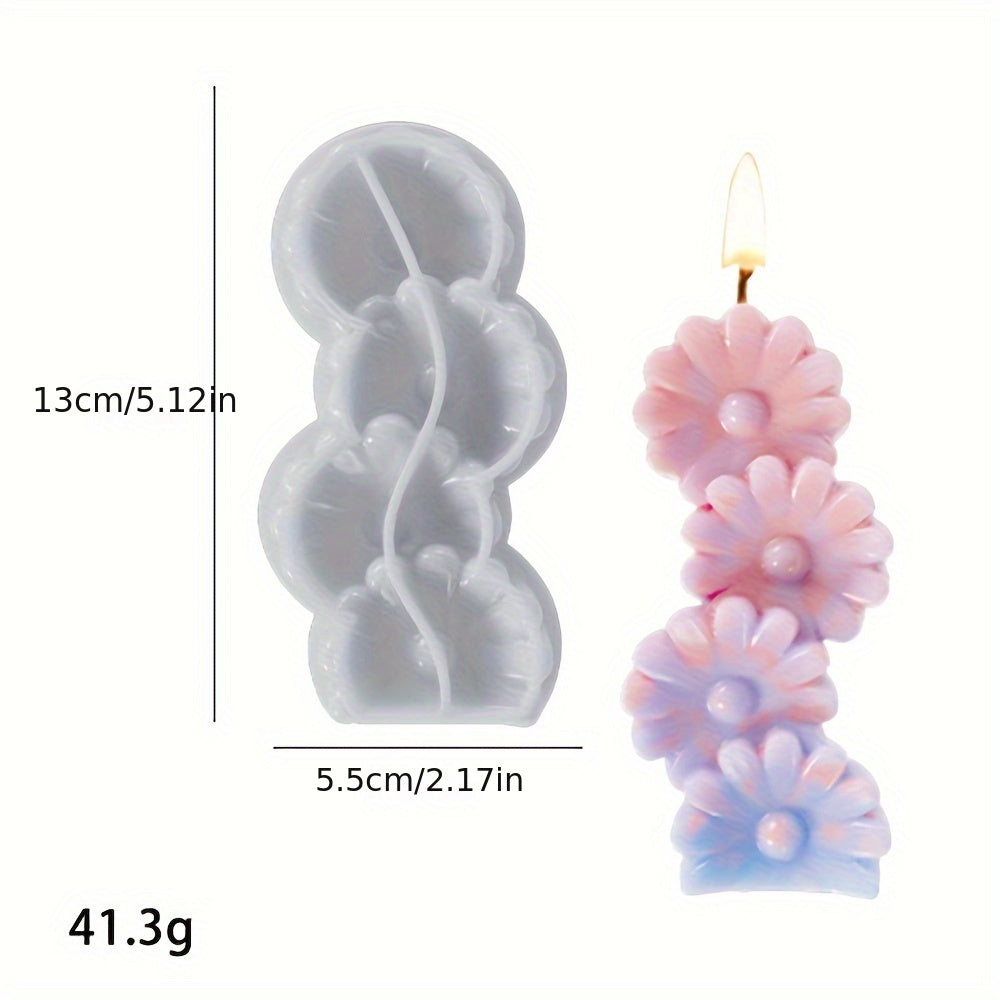 Heart-Shaped Silicone Candle Mold with Floral Accents