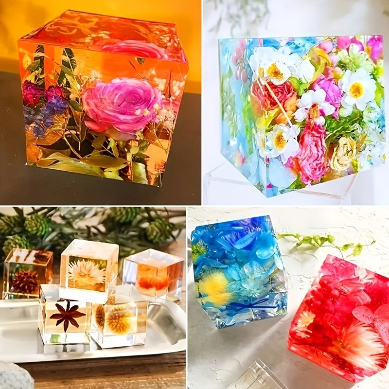 5pcs Square Resin Mold Silicone Epoxy Resin Pouring Mold DIY Box Resin Silicone Set Mold Transparent Cube Silicone Mold For Resin Casting