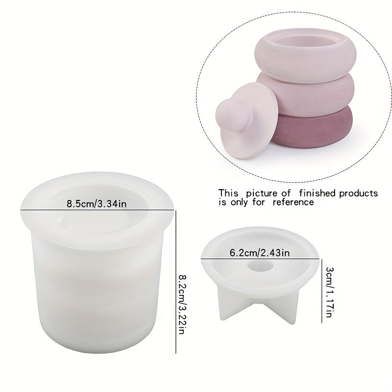 Candle Jar Molds with Lid, Silicone Storage Box Mould for Plaster Concrete Resin Casting, Silicone Candle Holder Mold for DIY Art Crafts