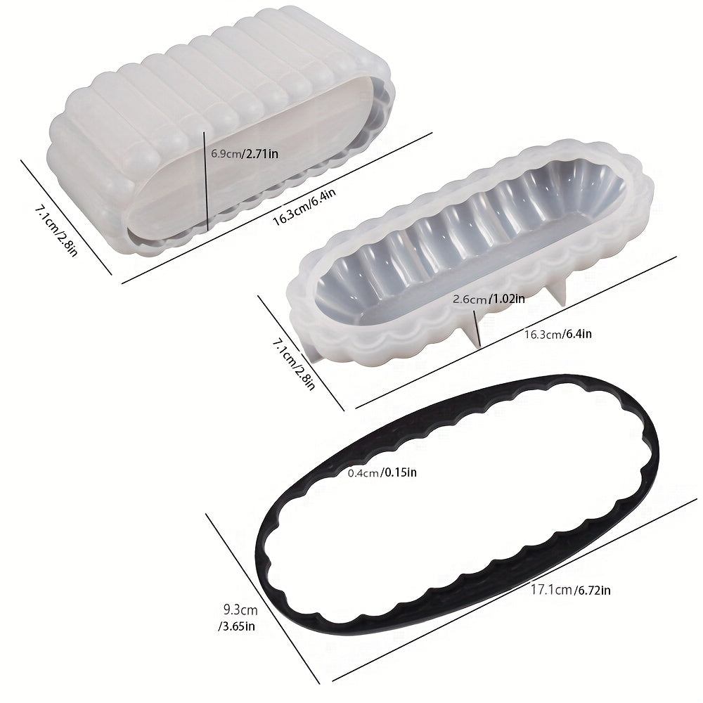 Set of 3 Oval Silicone Molds with Lids, Designed for Making Candle Jars Using Resin, Plaster, Or Concrete. Ideal for Projects And Home Decor