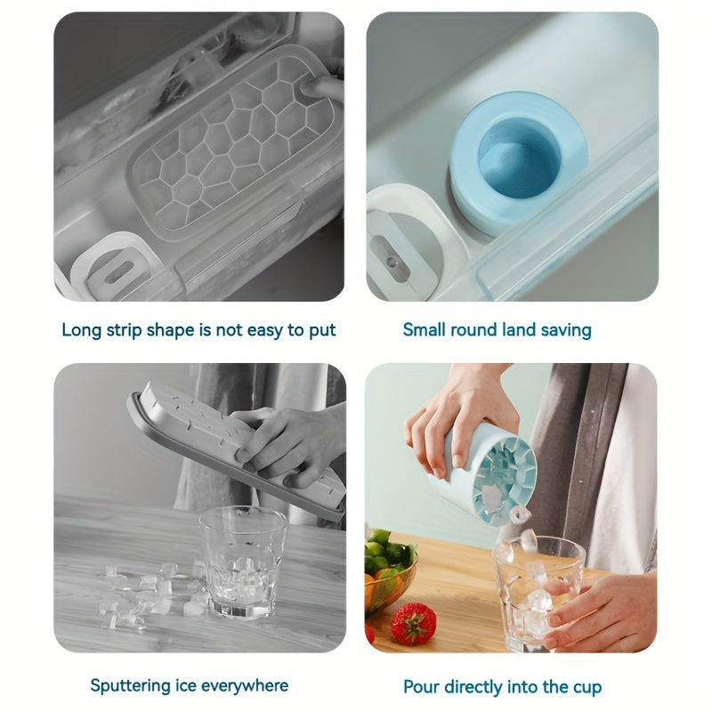 Make Perfectly-Shaped Ice Cubes With This Easy-Release Silicone Ice Cube Mold - Holds Up To 60 Cubes! Kitchen Accessories