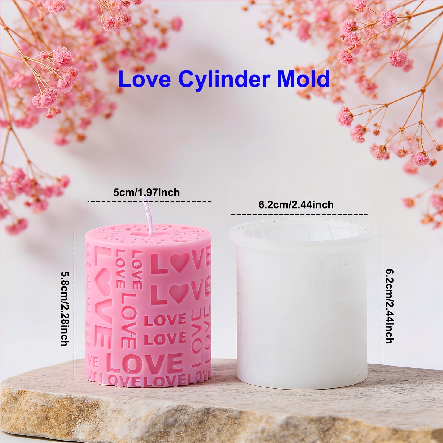 Love Pillar Candle Mold | Embossed LOVE Letters Cylinder & Cube Mold, Silicone Material, Irregular Shape, Ideal for Wedding, Handmade Soap