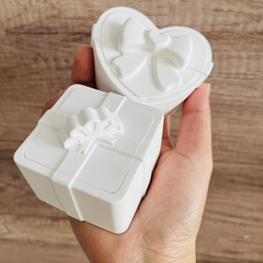 DIY Jewelry & Candle Holder - Silicone Bowknot Gift Box Mold Kit with Lid - Round Storage Jar, Polygonal Container Crafting Tool for Valentine's Day