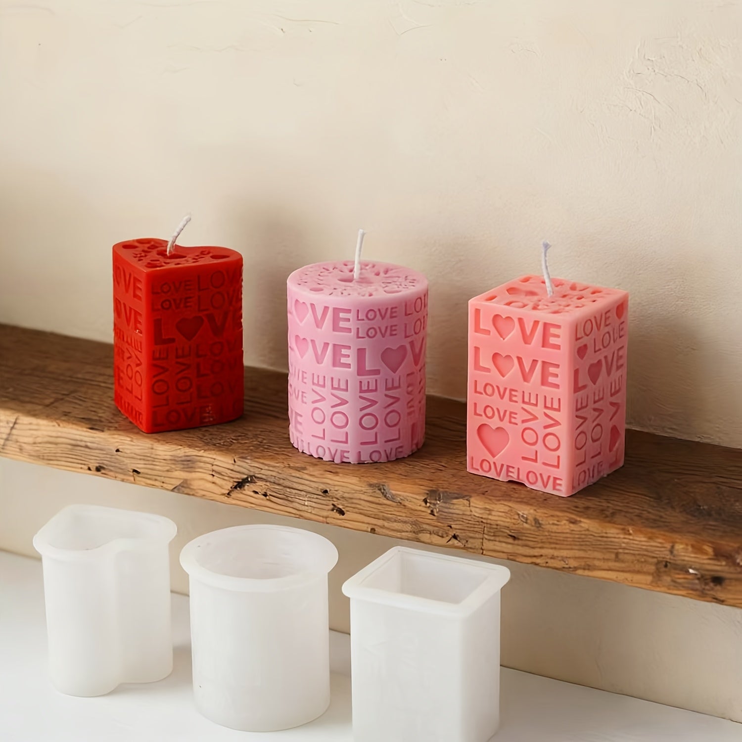 Love Pillar Candle Mold | Embossed LOVE Letters Cylinder & Cube Mold, Silicone Material, Irregular Shape, Ideal for Wedding, Handmade Soap