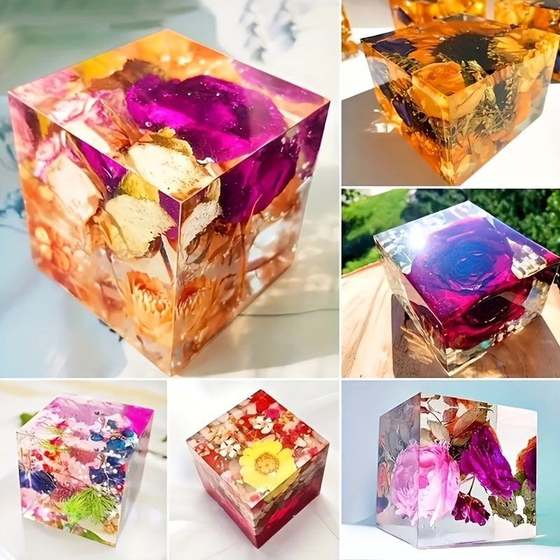 5pcs Square Resin Mold Silicone Epoxy Resin Pouring Mold DIY Box Resin Silicone Set Mold Transparent Cube Silicone Mold For Resin Casting