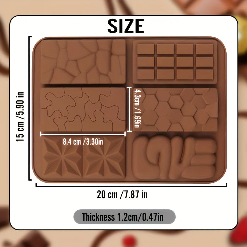 1pc 6-in-1 Silicone Chocolate Mold with Intricate Designs - Grade, Heat-Resistant, Foldable & Easy to Clean, Perfect for Baking, Cakes, Cookies, Jellies, And More - Ideal For Christmas, Thanksgiving, Easter, Birthday Celebrations, Cake Decorating