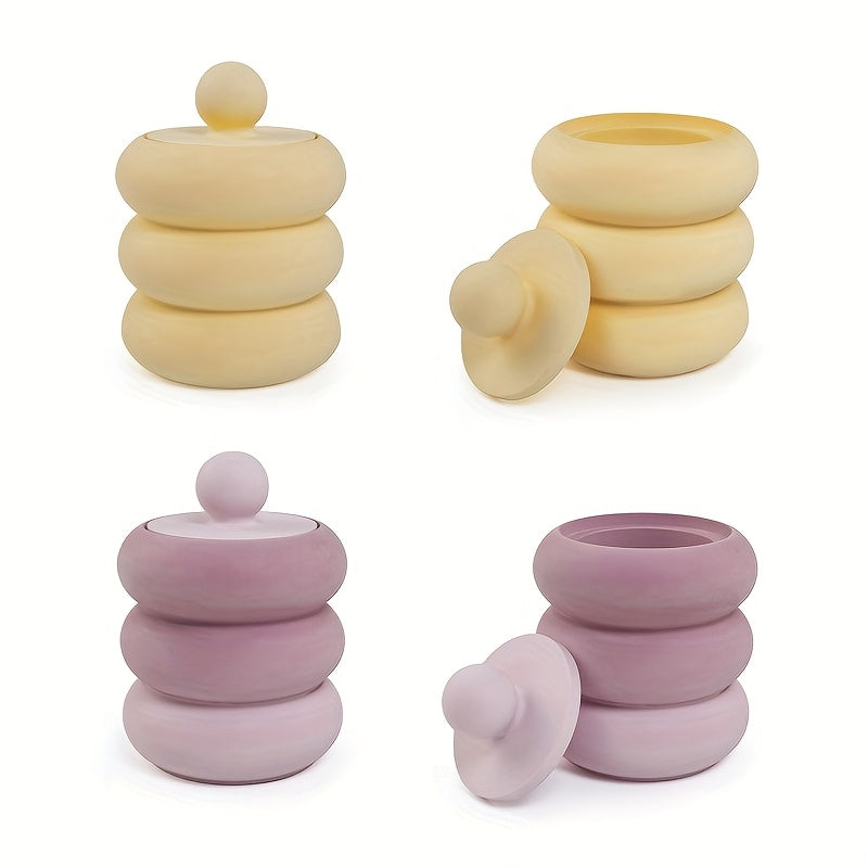 Candle Jar Molds with Lid, Silicone Storage Box Mould for Plaster Concrete Resin Casting, Silicone Candle Holder Mold for DIY Art Crafts