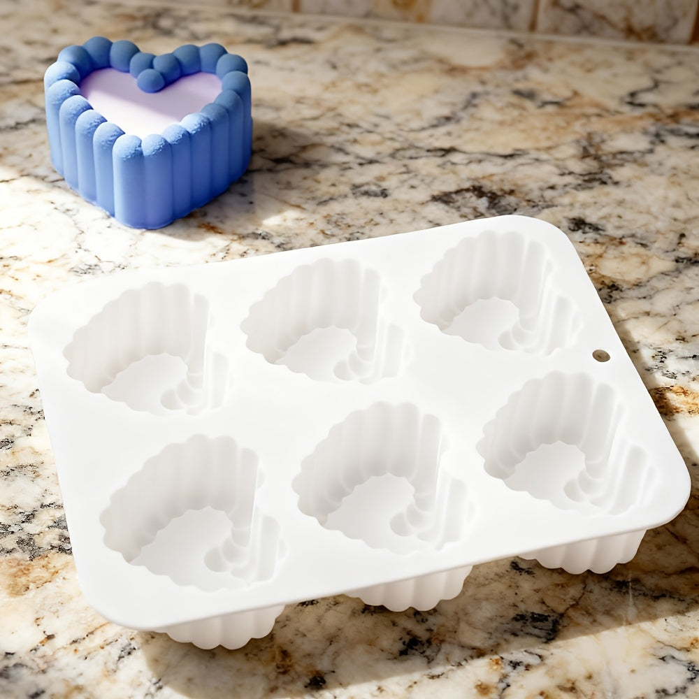 1pc Valentine's Day Heart-Shaped French-Style Mousse Cake Mold, Silicone Cake Mold for DIY Chocolate Desserts