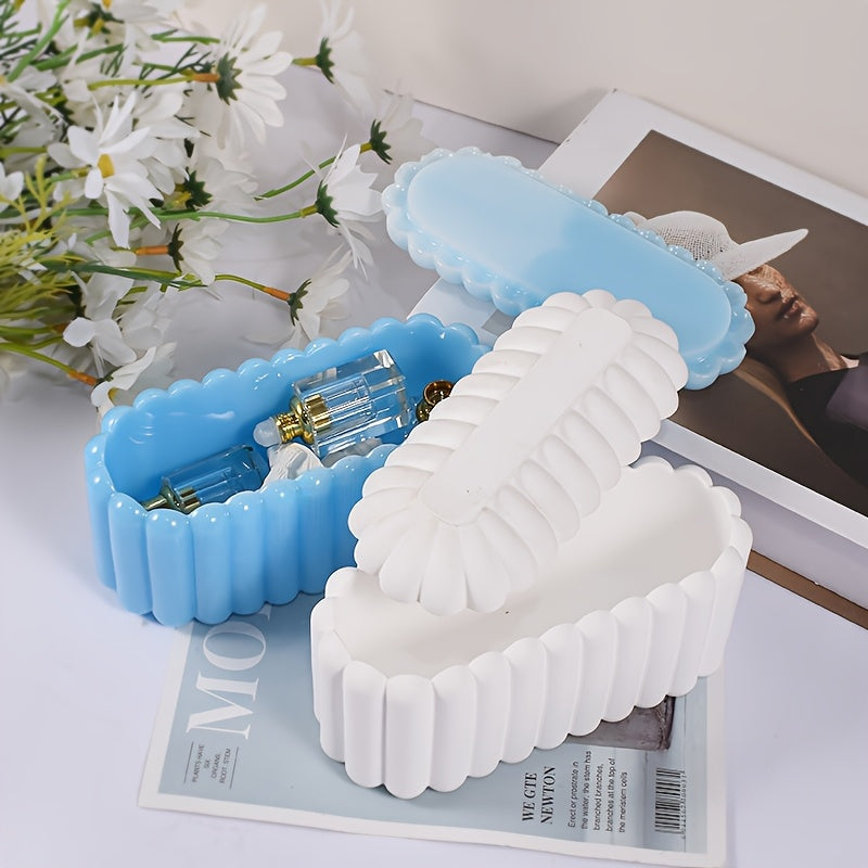 Set of 3 Oval Silicone Molds with Lids, Designed for Making Candle Jars Using Resin, Plaster, Or Concrete. Ideal for Projects And Home Decor