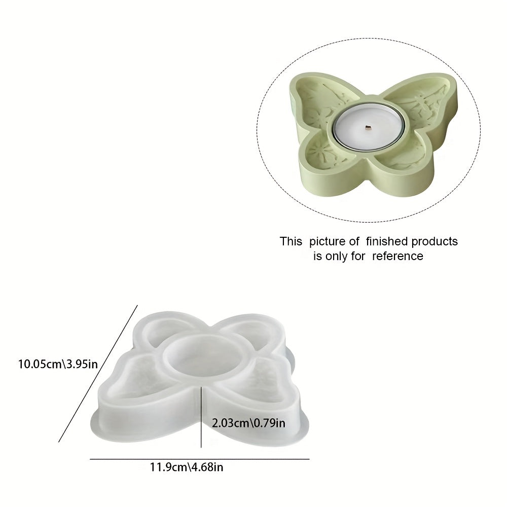 Reusable Silicone Candle Holder Mold - Heart/Flower/Butterfly Design, Durable & Easy-to-Clean, Perfect for Plaster/Resin/Concrete Casting, Tealight Holder Craft