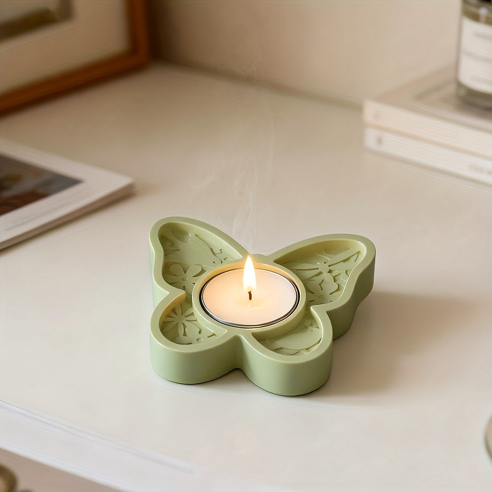 Reusable Silicone Candle Holder Mold - Heart/Flower/Butterfly Design, Durable & Easy-to-Clean, Perfect for Plaster/Resin/Concrete Casting, Tealight Holder Craft