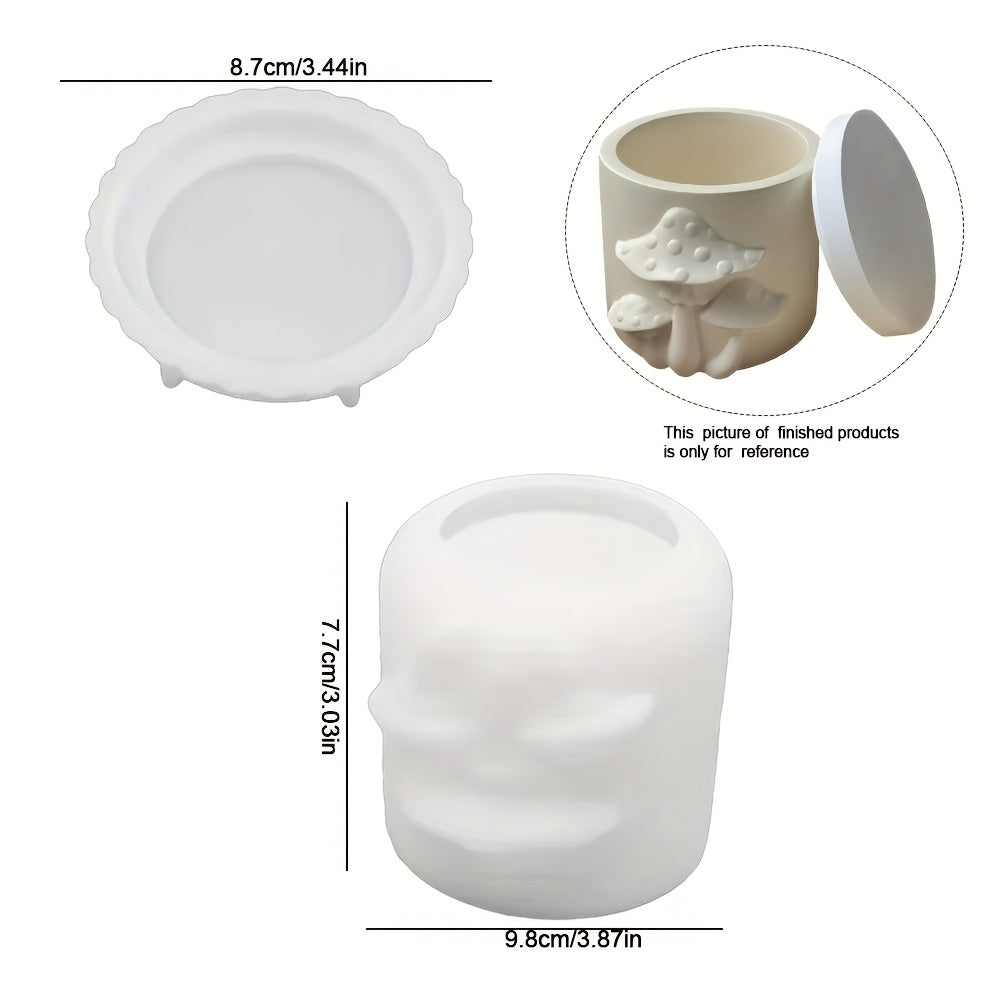 3D Mushroom Candle Jar Mold with Lid - Realistic & European Special Series - Silicone Mold for DIY Resin/Plaster/Concrete Candle Making - for Home Table Decoration Crafts
