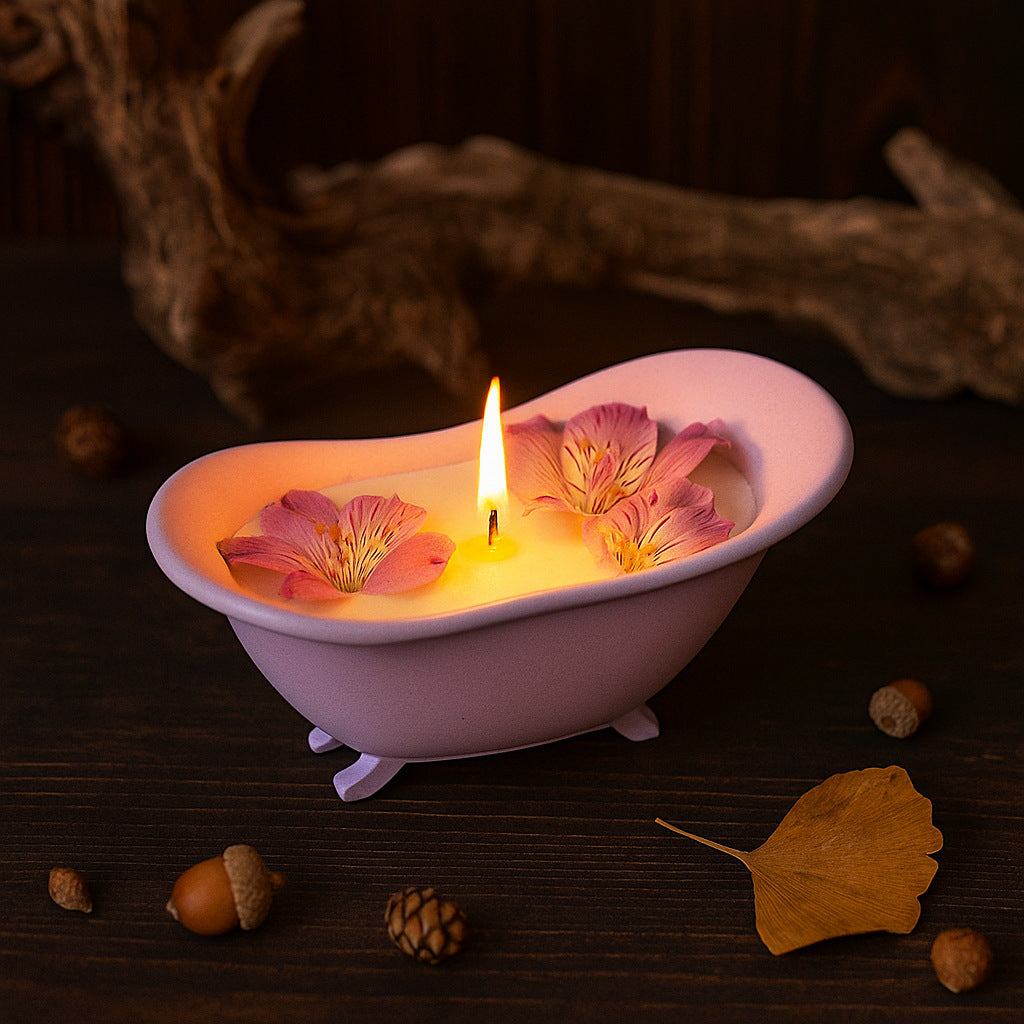 DIY Bathtub Shape Atmosphere Scented Candle Mold- Silicone Mold for Cement Plaster Decoration