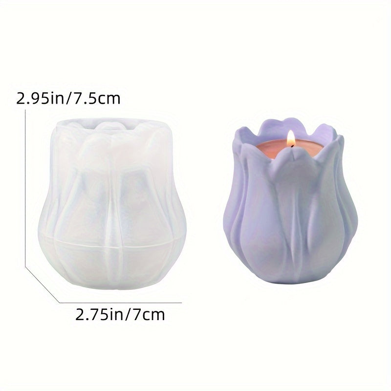 3D 郁金香花形矽胶模具，用于蜡烛制作、DIY 树脂工艺品、手工肥皂