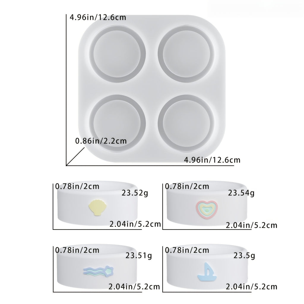 蜡烛模具diy爱心彩虹贝壳帆船蜡烛杯烛台 四连滴胶模具石膏圆柱烛台摆件硅胶模具 情人节爱心蜡烛杯烛台硅胶模具 DIY树脂滴胶香薰石膏扩香石蜡烛硅胶模具 适合节日