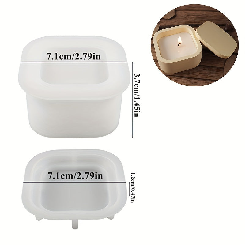 DIY水泥罐硅胶模具石膏蜡烛罐带盖树脂模具，蜡烛杯硅胶混凝土模具
