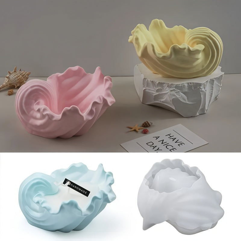 [Silicone Mold] Silicone Wave Shell Tray Mold | Bowl-Shaped Epoxy Resin Casting Mold, Suitable for DIY Jewelry Tray, Candle Holder, Candy Container Storage Crafts Gift