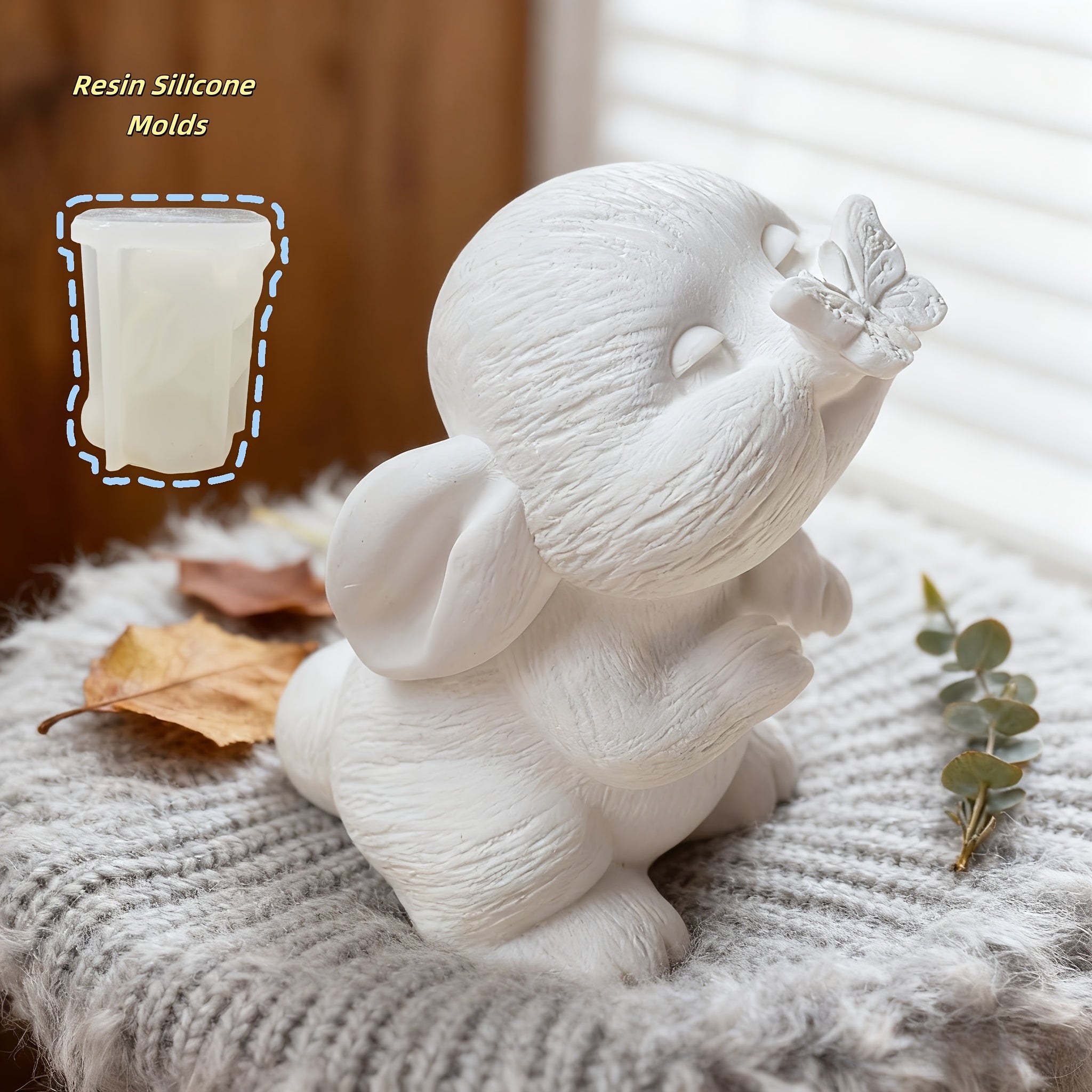Resin Silicone Molds Butterfly Rabbit Ornament | Easter Bunny Plaster Ornament Display Casting Silicone Mold, Epoxy Resin Plaster Furniture Ornaments Decorations, Garden Crafts Ornament Mold by DNEJIU