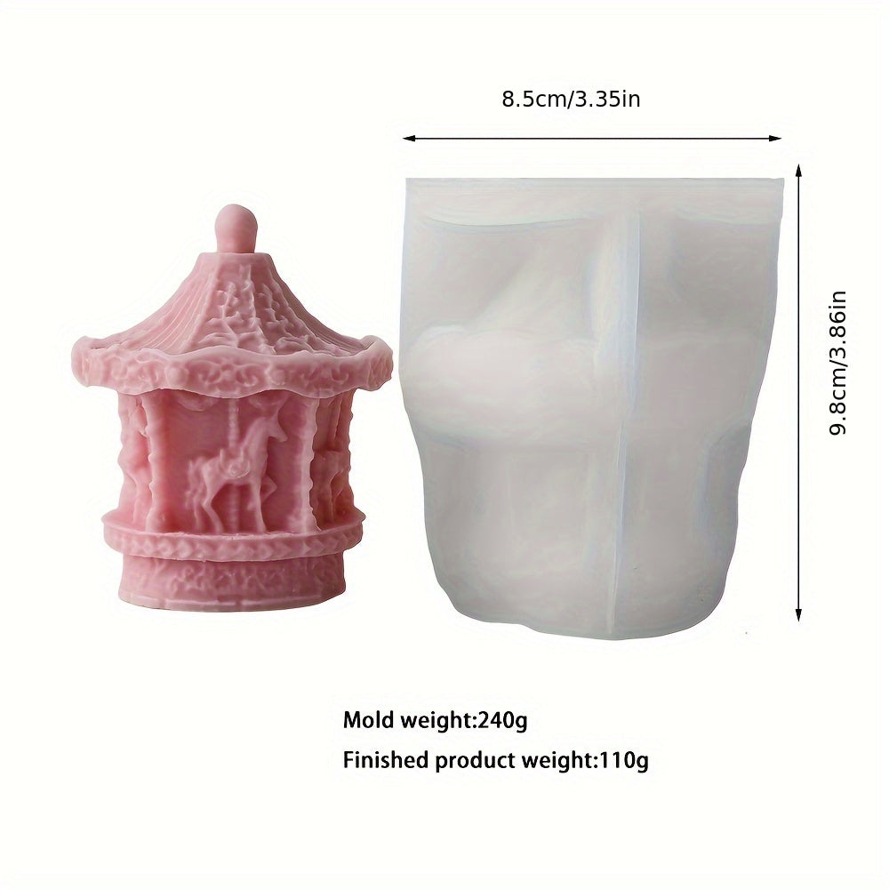 Fantasy Theme Irregular Shape Silicone Merry-Go-Round Candle Mold, DIY Resin Plaster Decoration Casting Mold