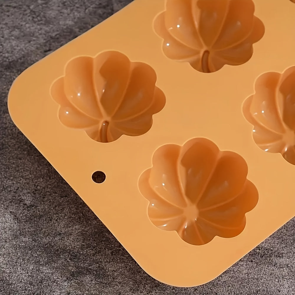 Silicone Pumpkin Mold for Baking and Aromatherapy Candle Making, 6-Cavity Non-Stick Cake Pan, Thanksgiving Holiday DIY Bakeware