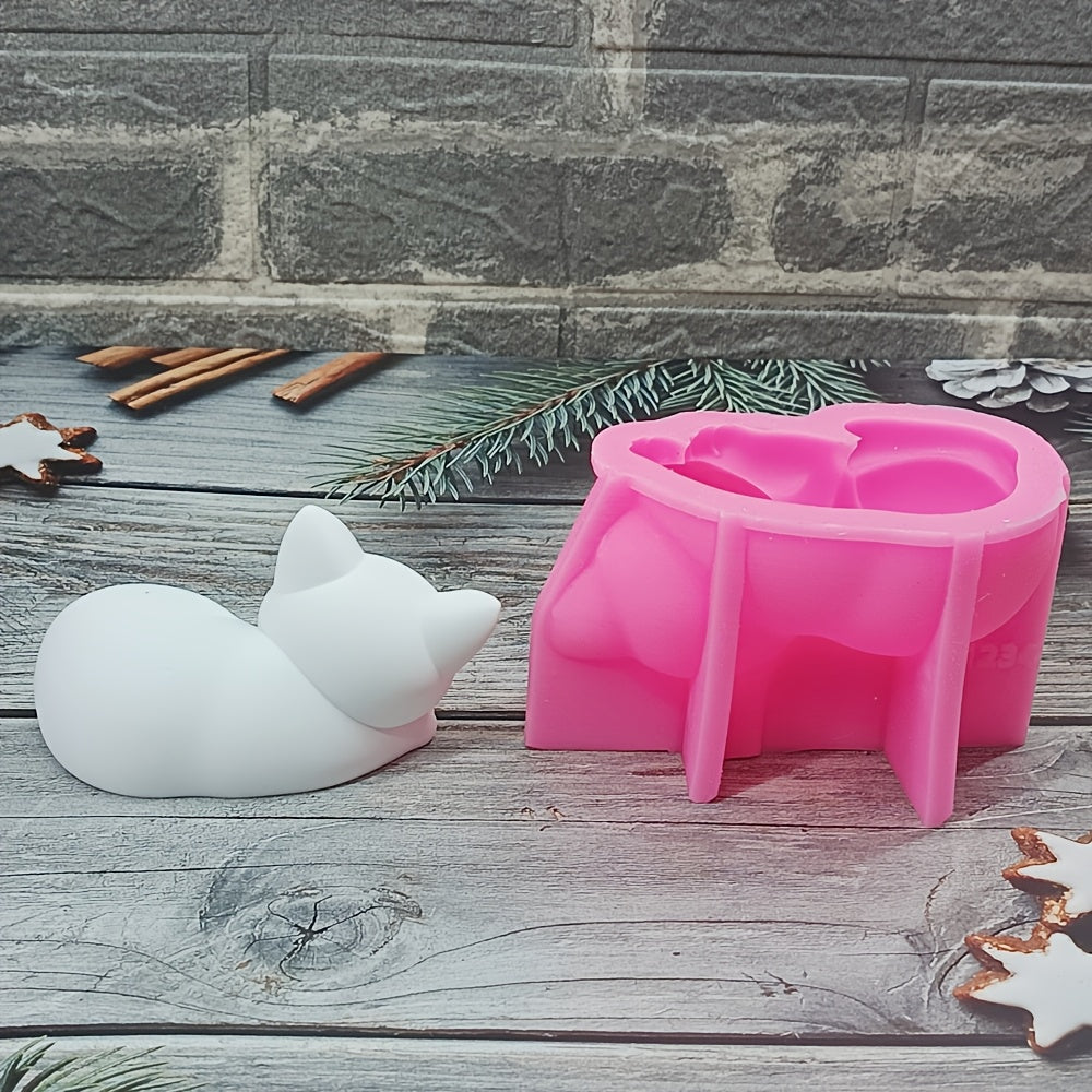 Resin Silicone Mold Cat | 3D Decorative Candle and Gypsum Silicone Mold for Home Decoration, Epoxy Resin, Irregular Shape
