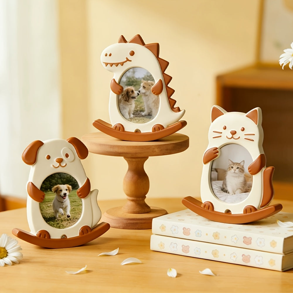 Seesaw Animal Photo Frame Resin Silicone Mold, Cat Epoxy Resin Mold, DIY Home Decor Plaster Ornament Mold, Puppy Dinosaur Epoxy Resin Photo Frame Silicone Mold
