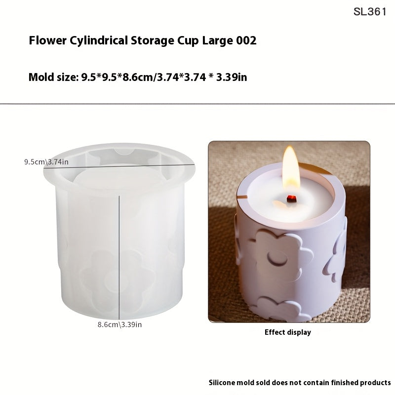 Resin Casting Molds 制作蜡烛的蜡烛模具 香薰石膏蜡烛杯模具 水晶滴胶圆形花朵模具 花纹收纳罐硅胶模具 蜡烛杯模具