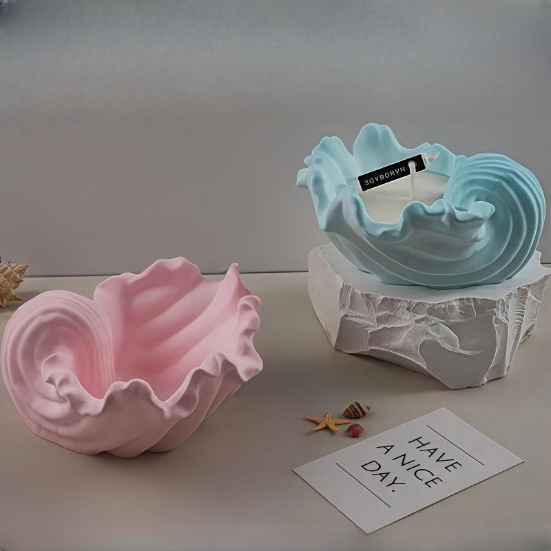 [Silicone Mold] Silicone Wave Shell Tray Mold | Bowl-Shaped Epoxy Resin Casting Mold, Suitable for DIY Jewelry Tray, Candle Holder, Candy Container Storage Crafts Gift