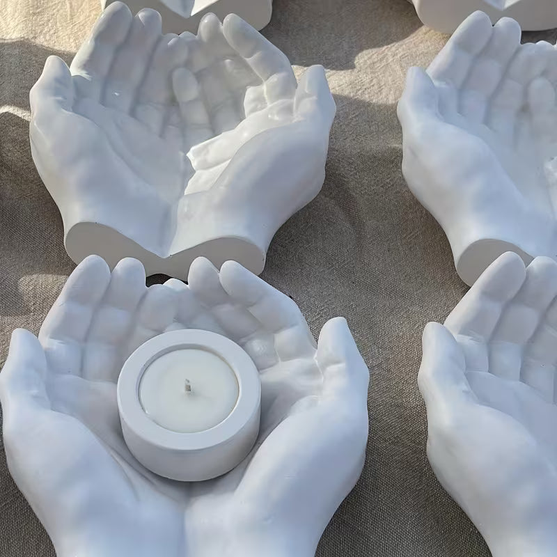 Hand Plaster Mold,Hand Shape Tray Clay Mold for Resin Casting,DIY Jewelry Storage Dish,Candle Holder, Succulent Pot,Hand Sculpture Ashtray Crafts Making