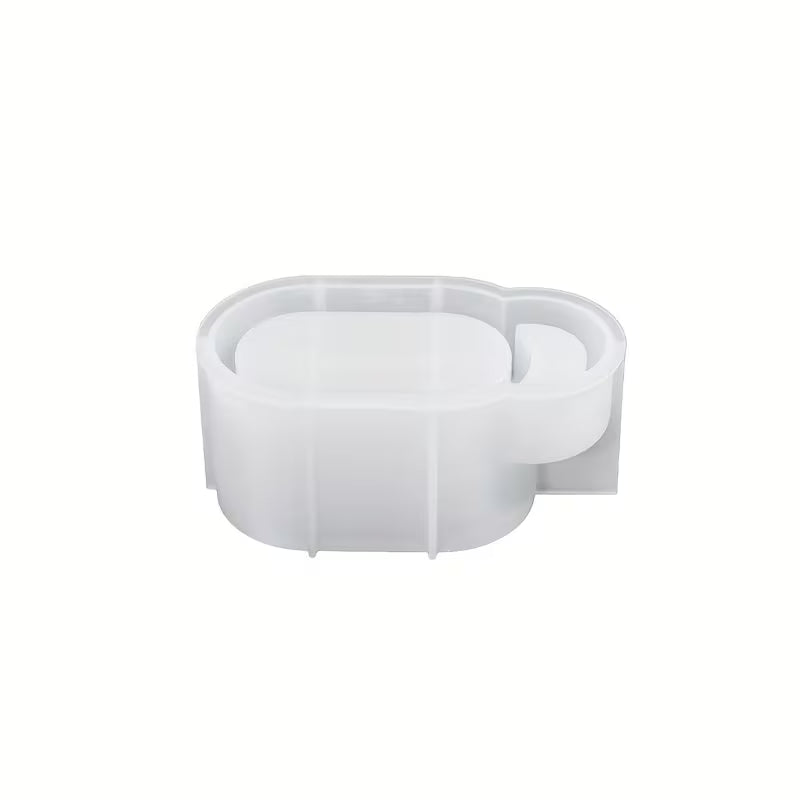 Candle Holder Mold Made of Resin, Suitable for Casting with Gypsum Clay And Silicone, Featuring an Oval Shape with a Match Hole for Storage, Also Usable As a Decorative Flower Pot Mold.