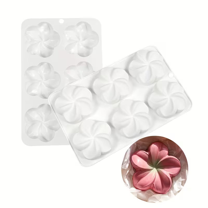 6-Cavity Silicone Mold for Frangipani Mousse Cakes, Chocolate Flowers, Handmade Soaps & Aromatherapy Candles - DIY Craft Tool