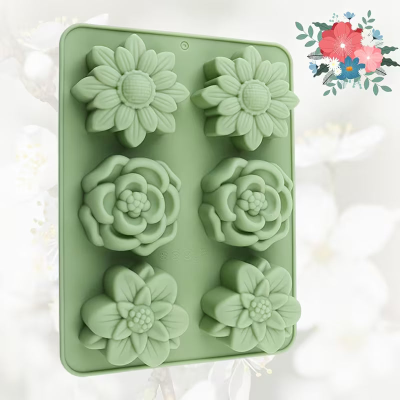 1 Silicone Flower-Shaped Cake Mold | Versatile for Cakes, Fruit Ice, Pudding, Chocolate, Candy, Soap, Candles - Green, Multi-Holiday Use