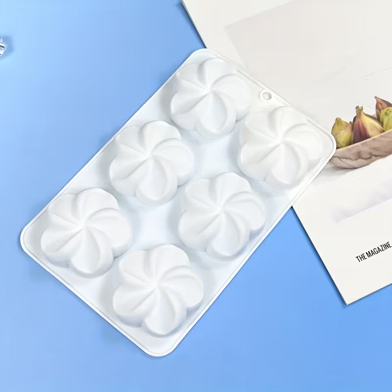 6-Cavity Silicone Mold for Frangipani Mousse Cakes, Chocolate Flowers, Handmade Soaps & Aromatherapy Candles - DIY Craft Tool