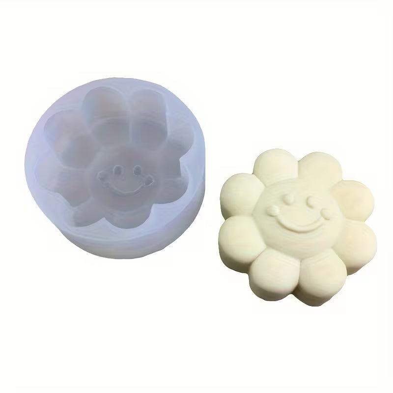 Joyful Sunflower Silicone Mold for Chocolates, Candies, Soap, or Candles - 7.4cm Diameter, 2.91in Height